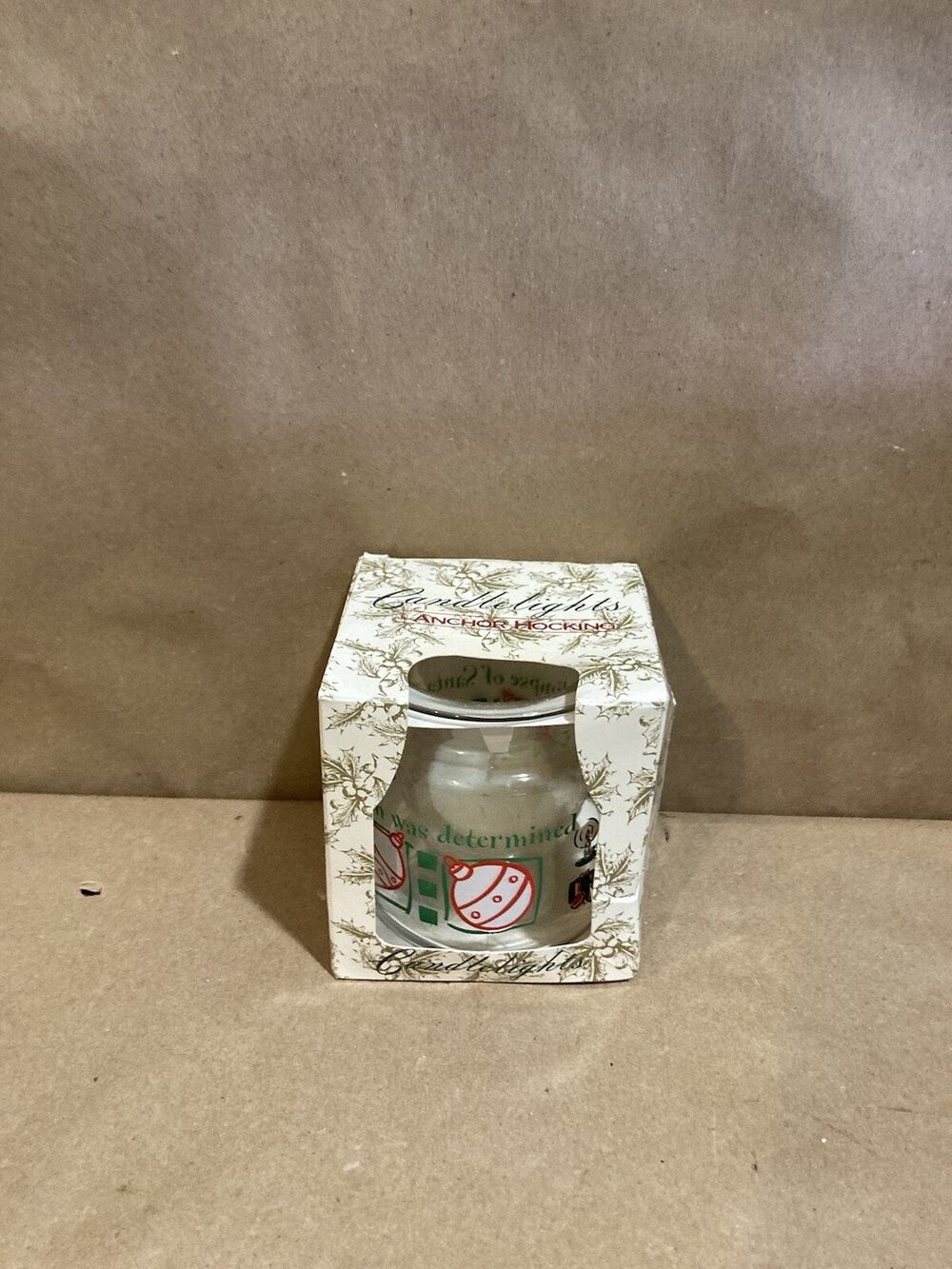 Christmas Anchor Hocking Candle Votive Vintage 3 Pieces Ornaments FAST SHIPPING